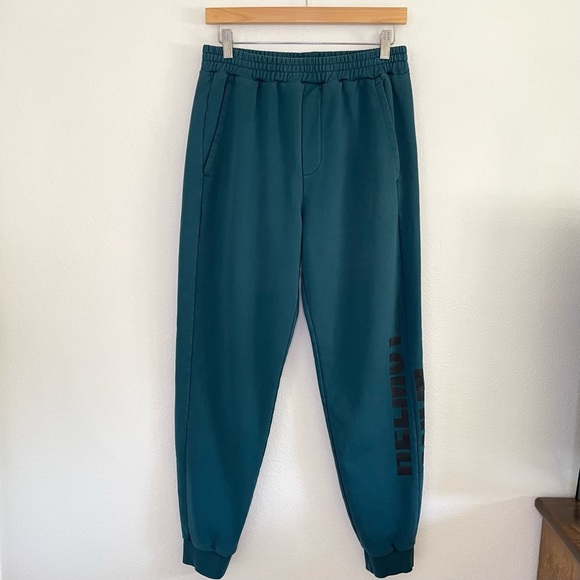 Helmut Lang Slim Logo Jogger Pant Drawstring Sweatpants Neptune Teal Small - Picture 3 of 16